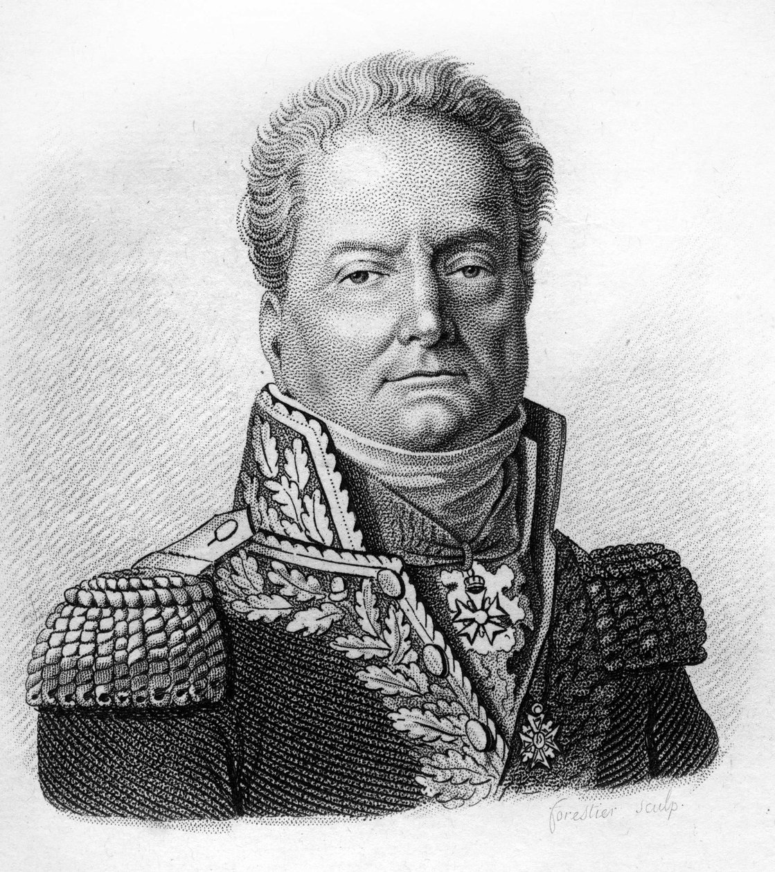 muotokuva Pierre Margaronista (1765-1824) oli ranskalainen kenraali vallankumouksen ja valtakuntien aikana. - teoksessa "Ranskalaisten kenraalien muotokuvia ranskalaisten voittojen ja valloitusten jälkeen". Ambroise Tardieun hauta 1818. Stella Collection. tekijältä Ambroise Tardieu