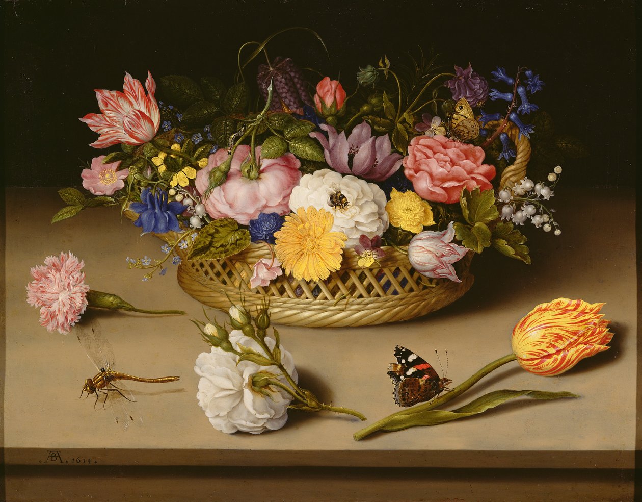 Kukka -asetelma tekijältä Ambrosius the Elder Bosschaert