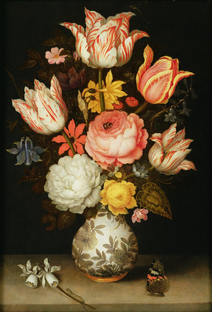 Asetelma kukkien kanssa tekijältä Ambrosius the Elder Bosschaert