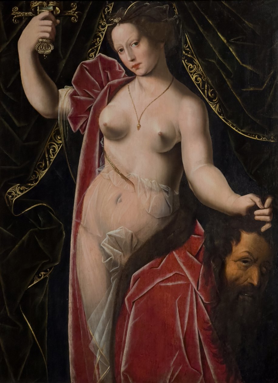Judith pitelee Holoferneksen päätä, noin 1530-1533 (Öljy puulle). tekijältä Ambrosius (after) Benson