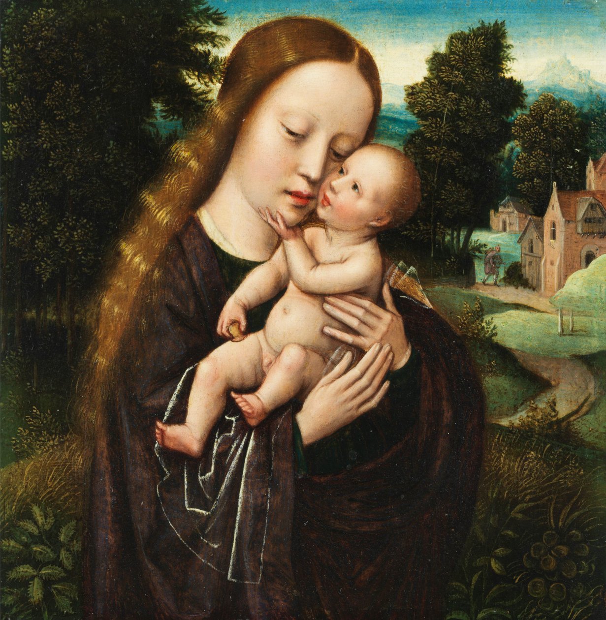 Ambrosius Benson Maria lapsen kanssa maisemassa tekijältä Ambrosius Benson