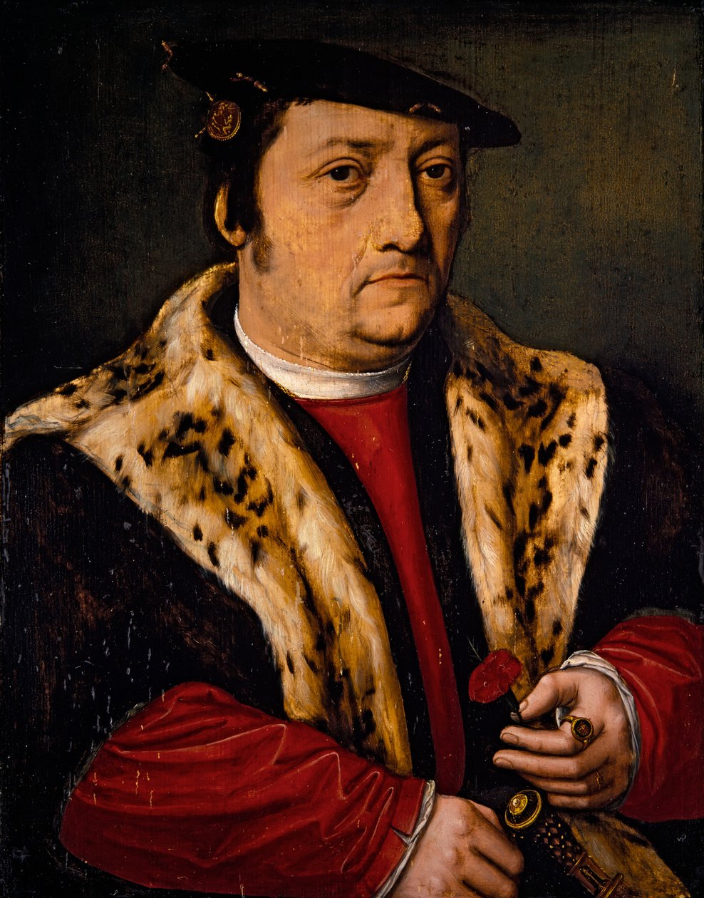 Muotokuva miehestä, jolla on vaaleanpunainen tekijältä Ambrosius Benson