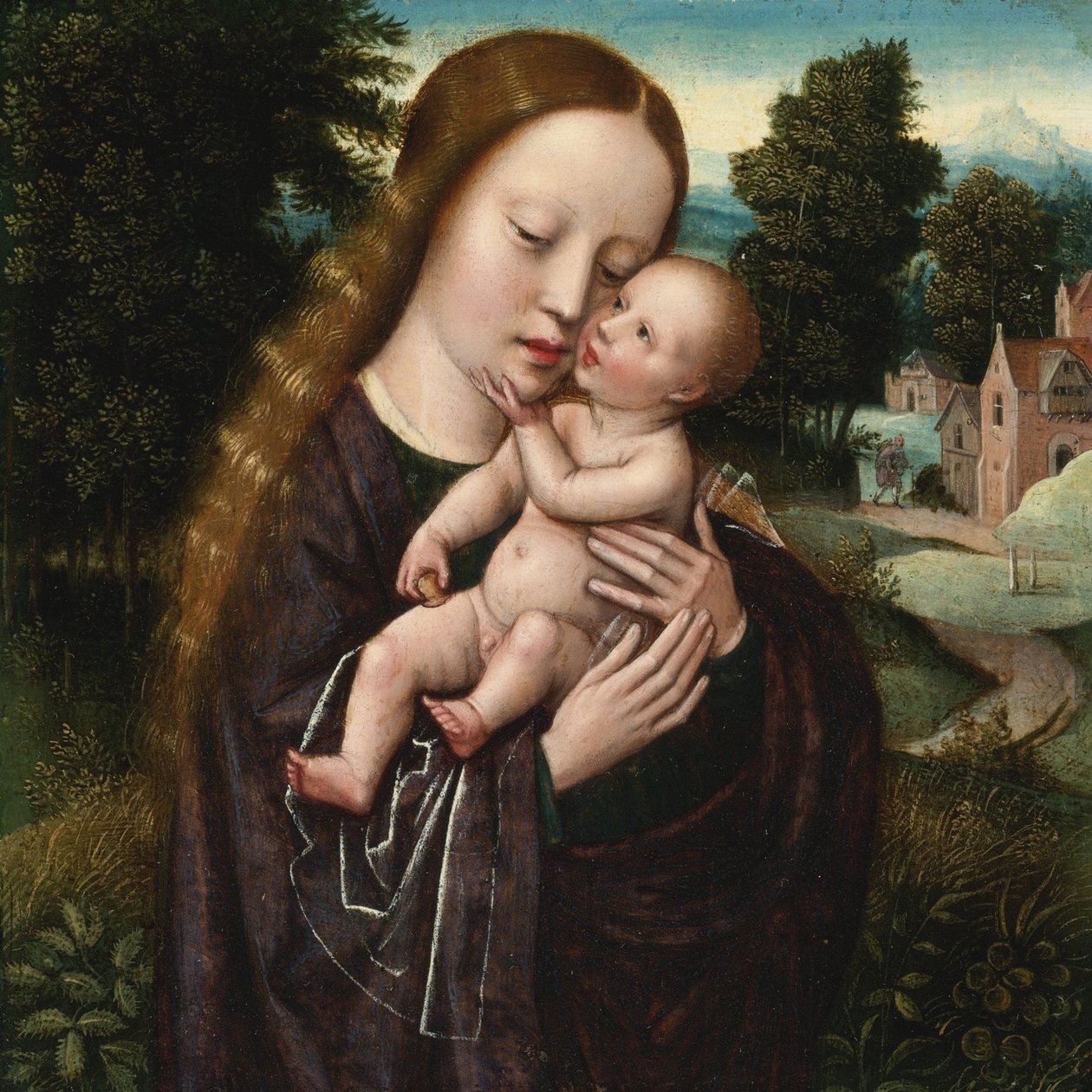 Neitsyt ja lapsi - Ambrosius Benson (1495-1550). Öljy puulle. Mitat: 14,5x14,5 cm. Yksityinen kokoelma tekijältä Ambrosius Benson