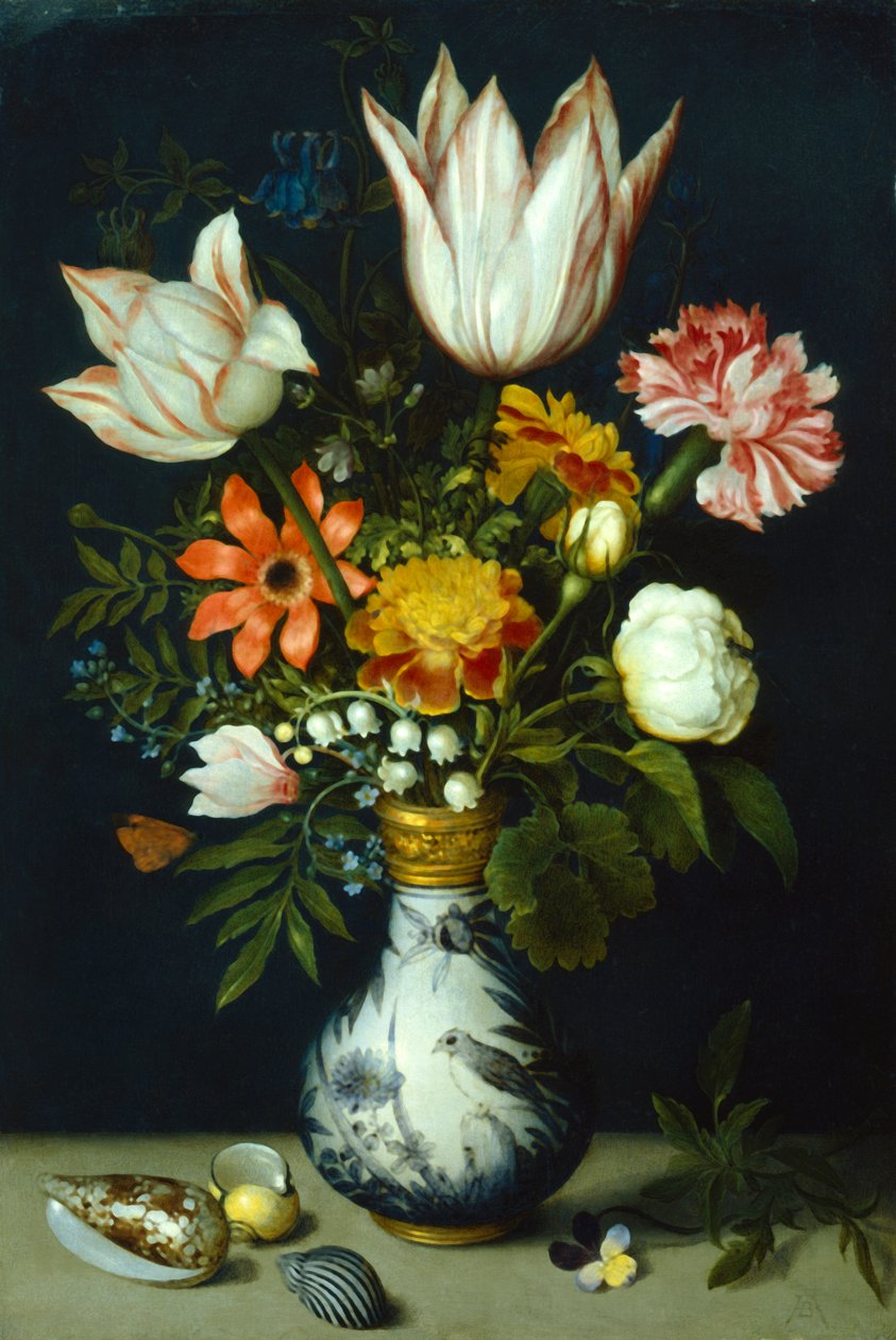 Kukkia posliinimaljakossa, c1600 tekijältä Ambrosius Bosschaert the Elder