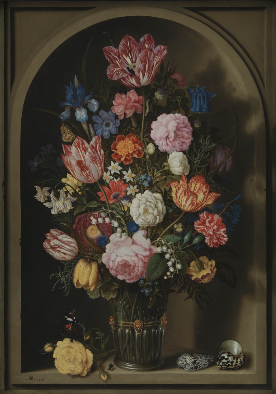 Kukkakimppu kivirakossa tekijältä Ambrosius the Elder Bosschaert