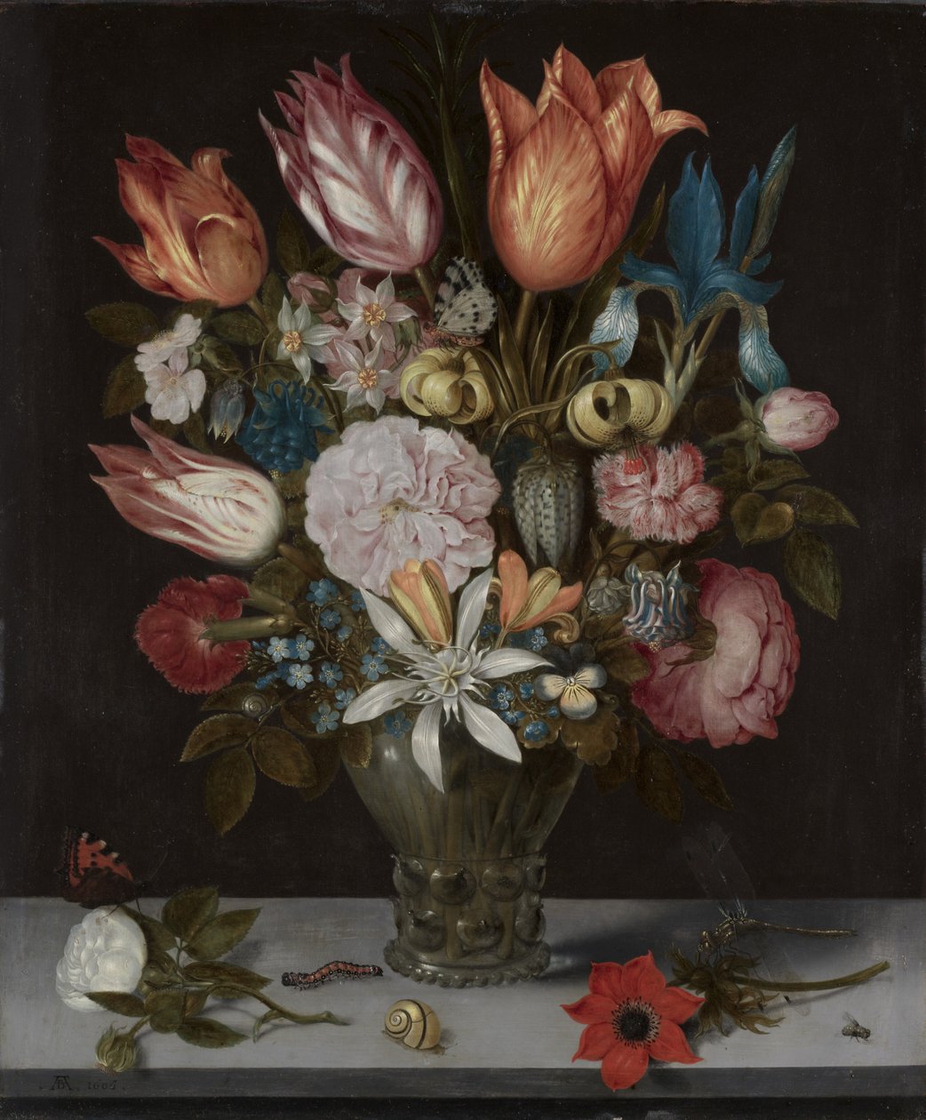 Kukat lasissa, 1606 tekijältä Ambrosius the Elder Bosschaert