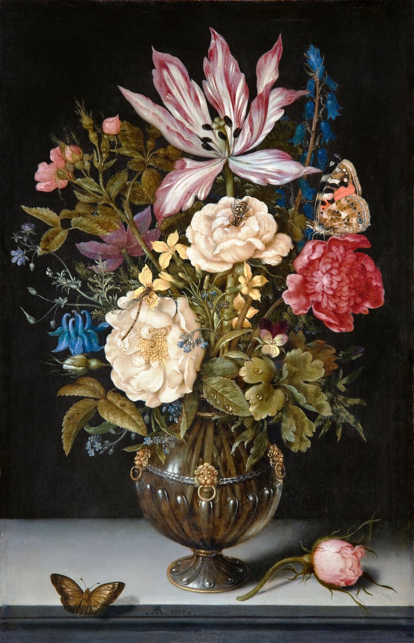 Asetelma kukkien kanssa tekijältä Ambrosius the Elder Bosschaert