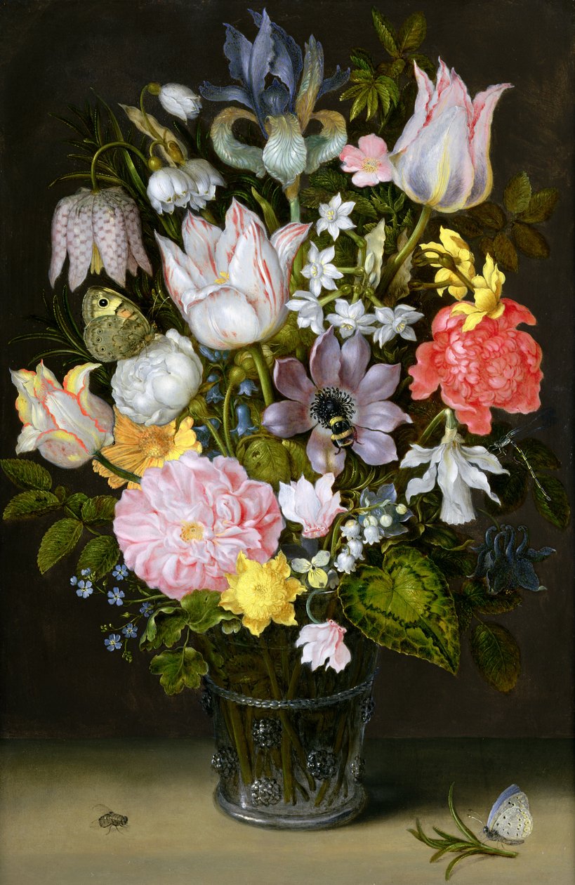 Asetelma kukkien kanssa (öljy kuparille) tekijältä Ambrosius the Elder Bosschaert