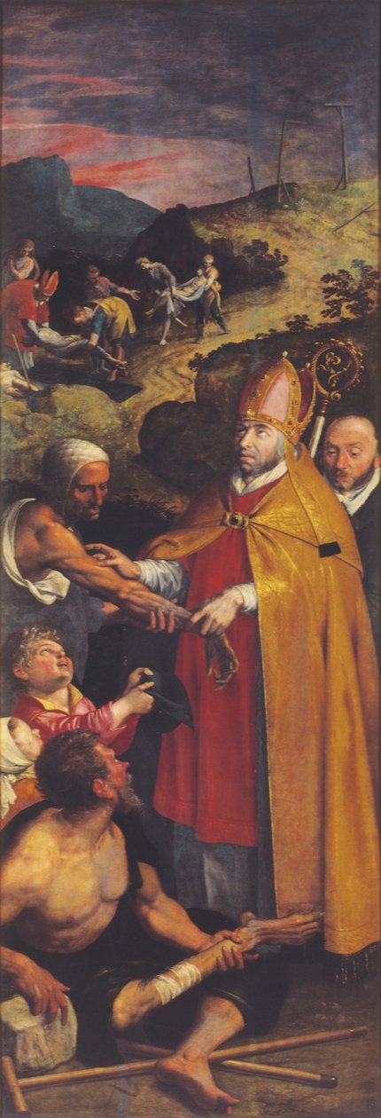 Pyhä Eligius auttaa rampoja ja hautaa kuolleita (öljy paneelissa) tekijältä Ambrosius the Elder Francken or Franck