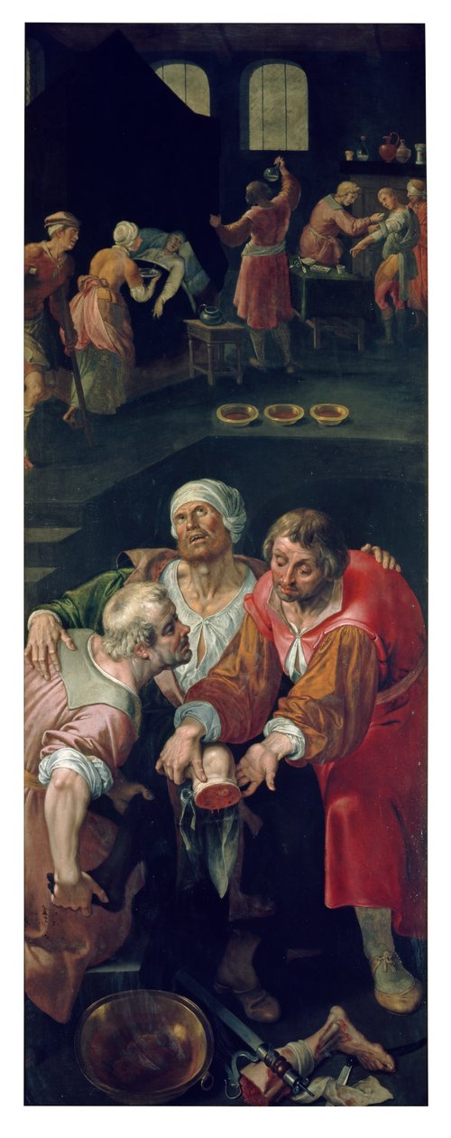 The Charity of Saints Cosmas and Damian (öljy paneelissa) tekijältä Ambrosius the Elder Francken or Franck