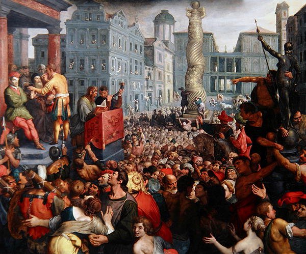 The Judgement of Zaleucus, n. 1606 (öljy paneelille) tekijältä Ambrosius the Elder Francken or Franck