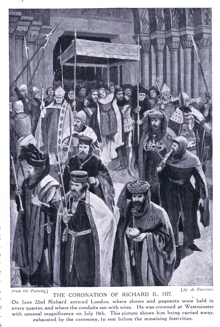 Richard II:n kruunaus 1377, 1920-luku tekijältä Amedee Forestier