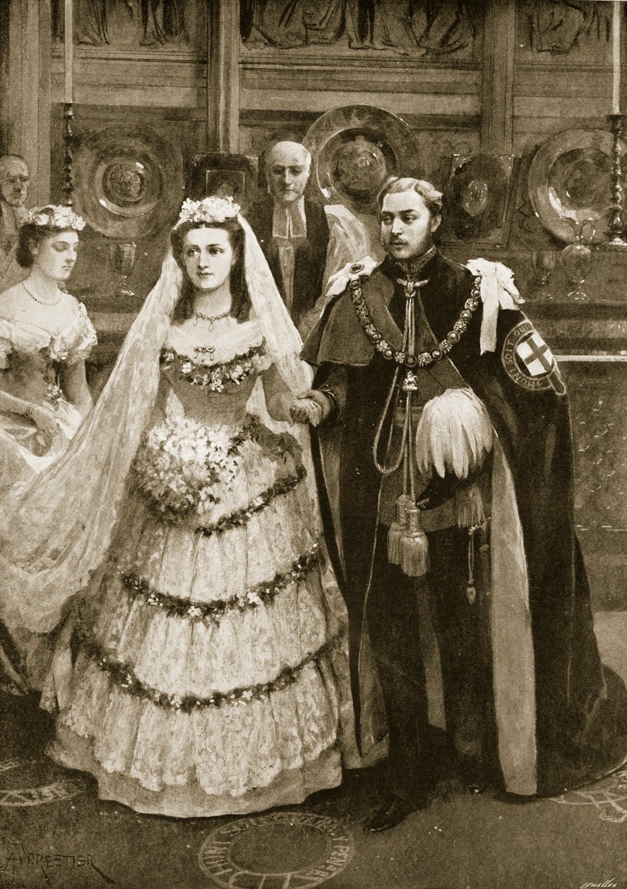 Walesin prinssin häät Tanskan prinsessa Alexandran kanssa St. George