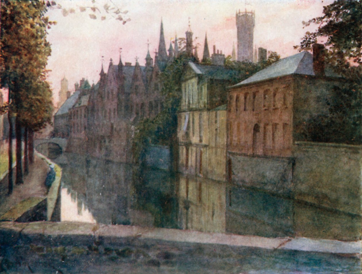 Näkymä Palais du Franciin, Brugge (värilitro) tekijältä Amedee (after) Forestier
