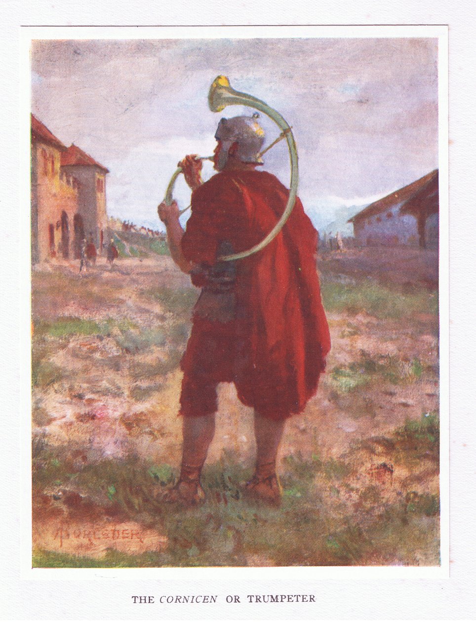 Cornicen tai trumpetisti, kuvitus teoksesta The Roman Soldier, 1928 tekijältä Amedee Forestier