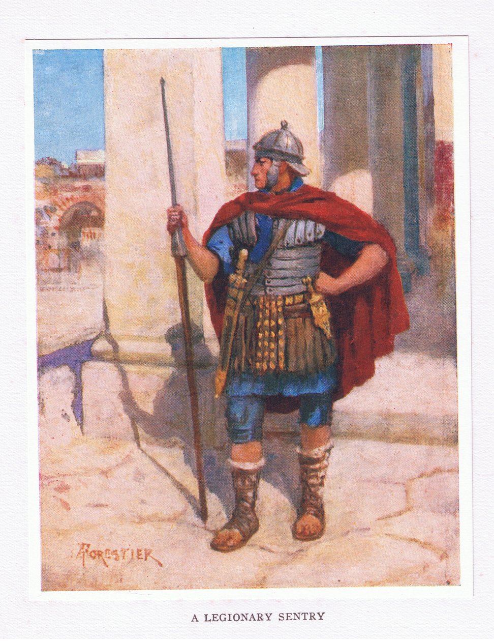 Legioonalainen vartija, kuvitus teoksesta The Roman Soldier, 1928 tekijältä Amedee Forestier