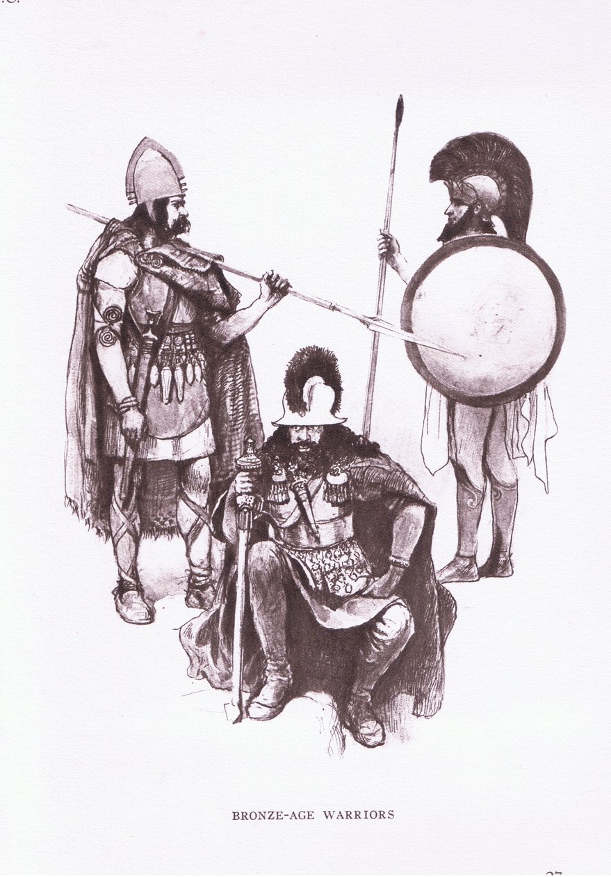 Pronssikauden soturit, kuvitus teoksesta The Roman Soldier tekijältä Amedee Forestier