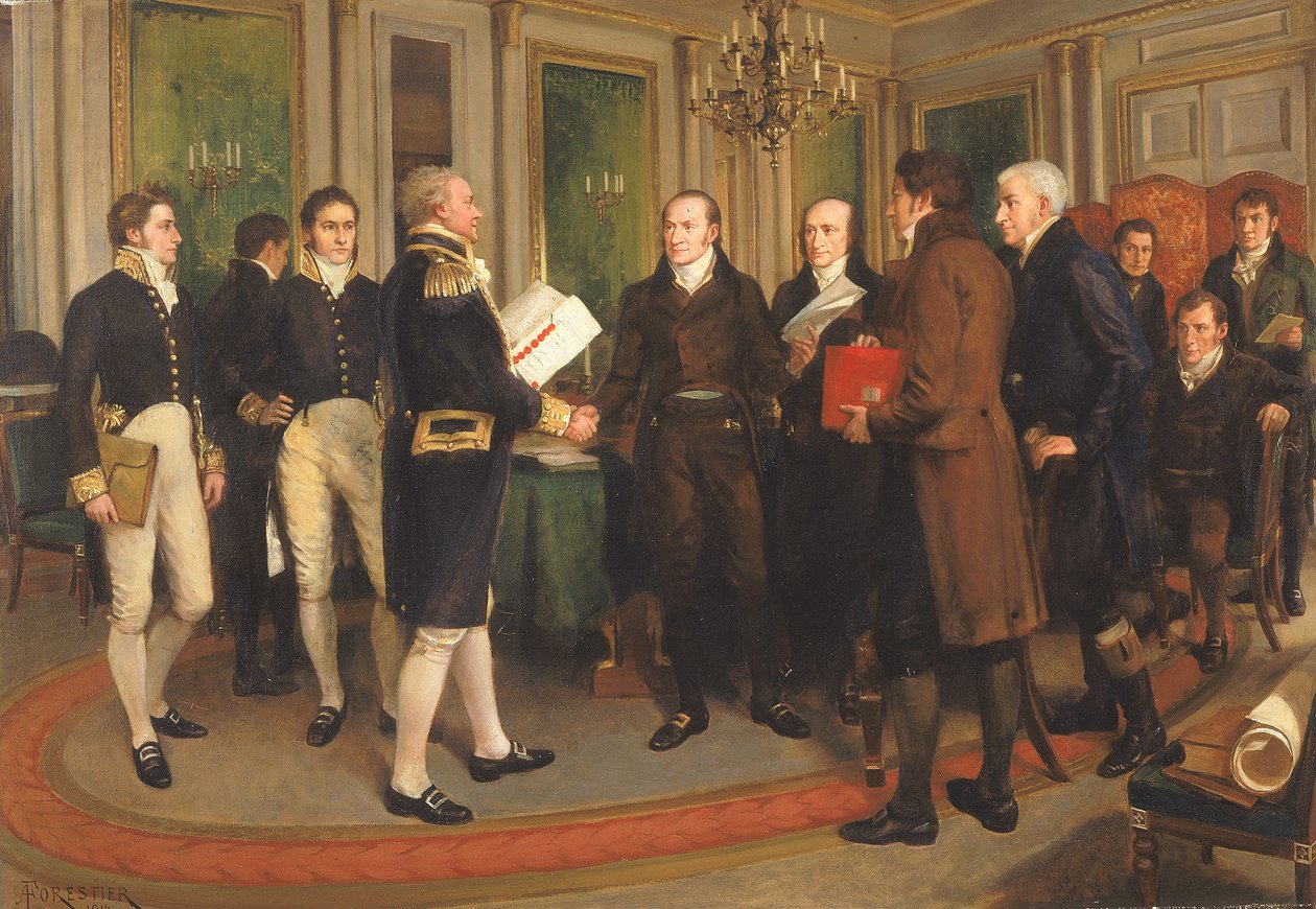 Gentin sopimuksen allekirjoittaminen, jouluaatto 1814, 1914. tekijältä Amedee Forestier