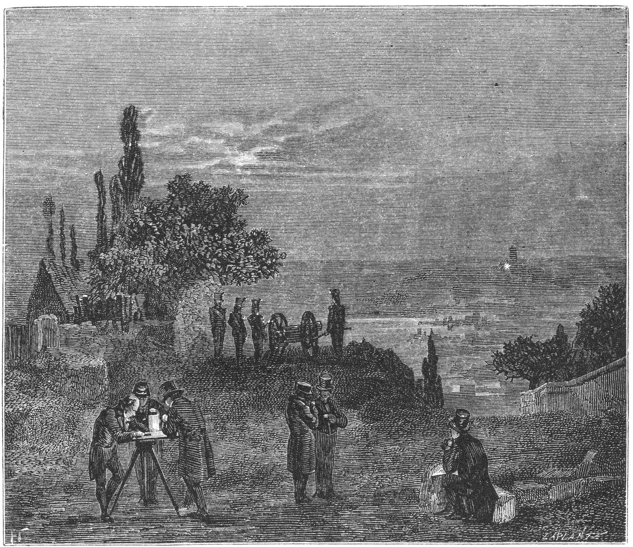 Kokeilu äänen nopeuden laskemiseksi ilmassa, Pariisi, 1822 1873 tekijältä Amedee Guillemin