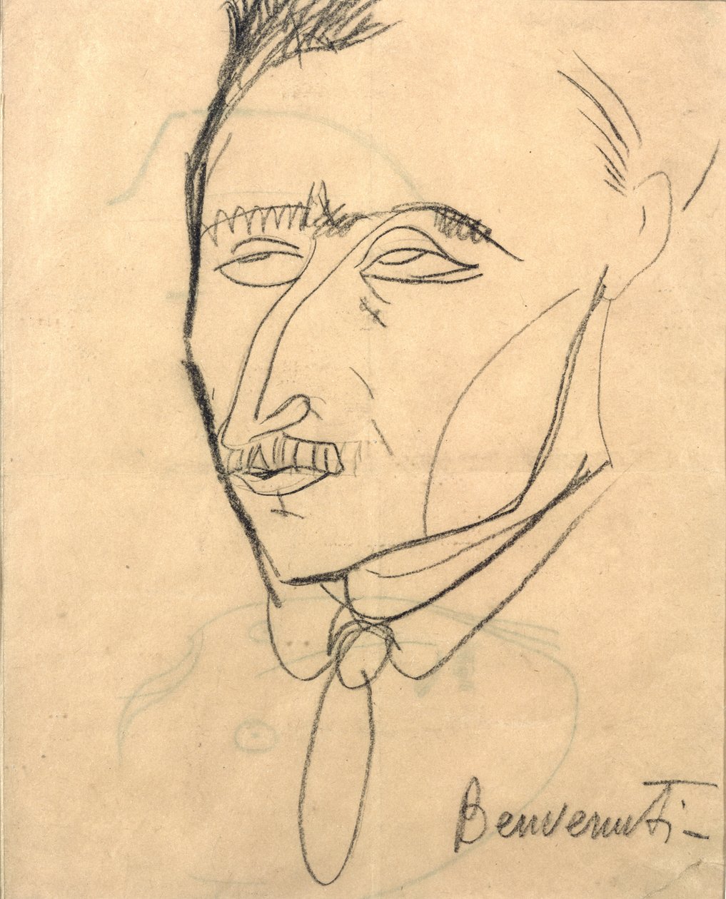 Aristide Sommati, noin 1908 (hiili paperille). tekijältä Amedeo Modigliani