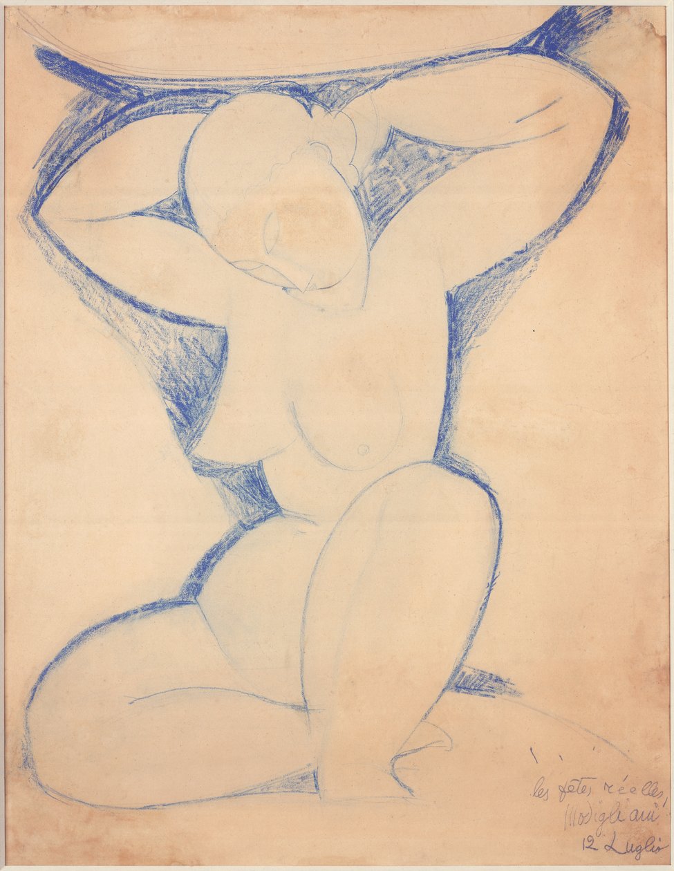 Caryatid, 1913-14 (värikynä paperille) tekijältä Amedeo Modigliani