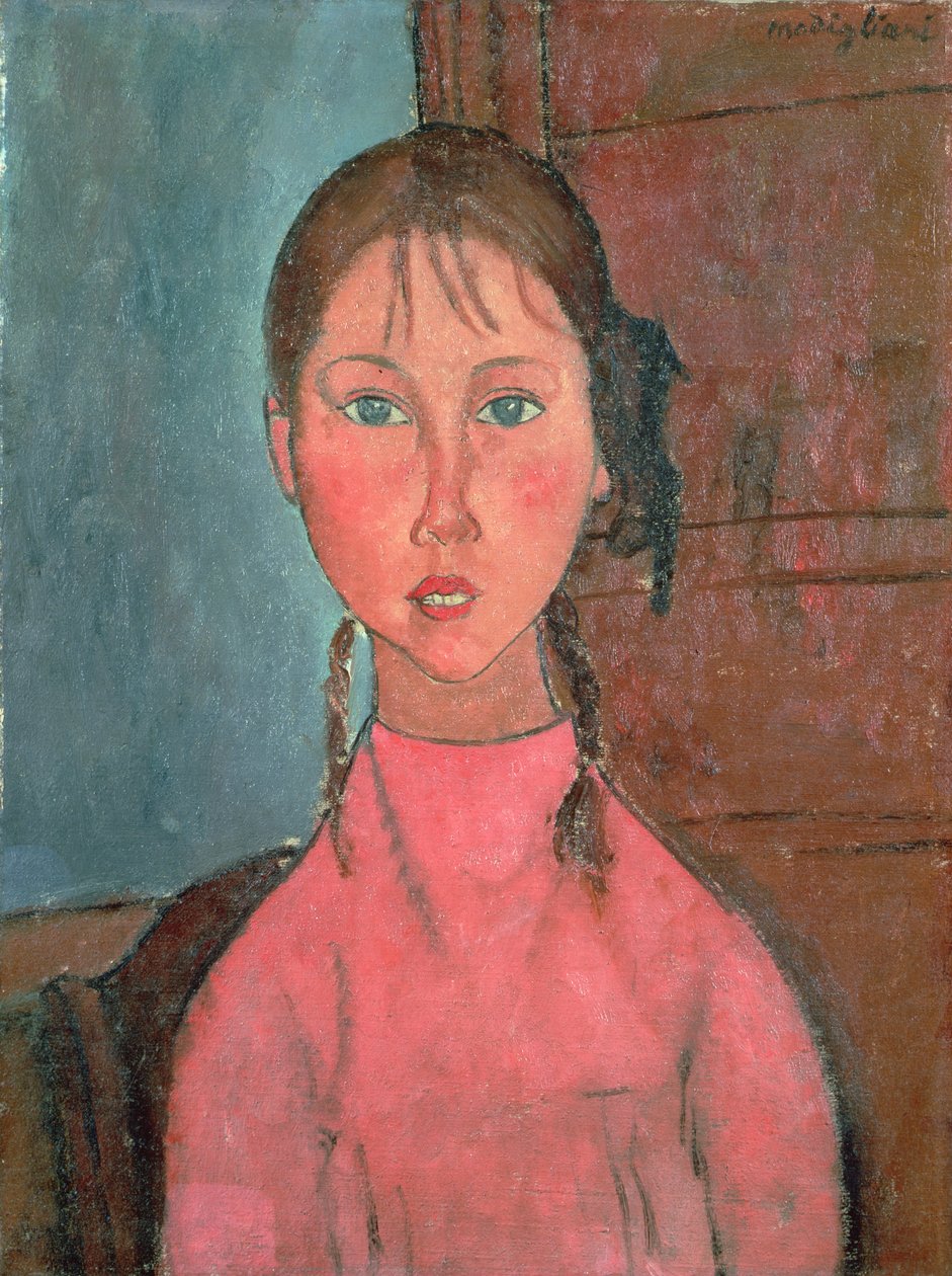 Tyttö pössyillä, n. 1918 tekijältä Amedeo Modigliani