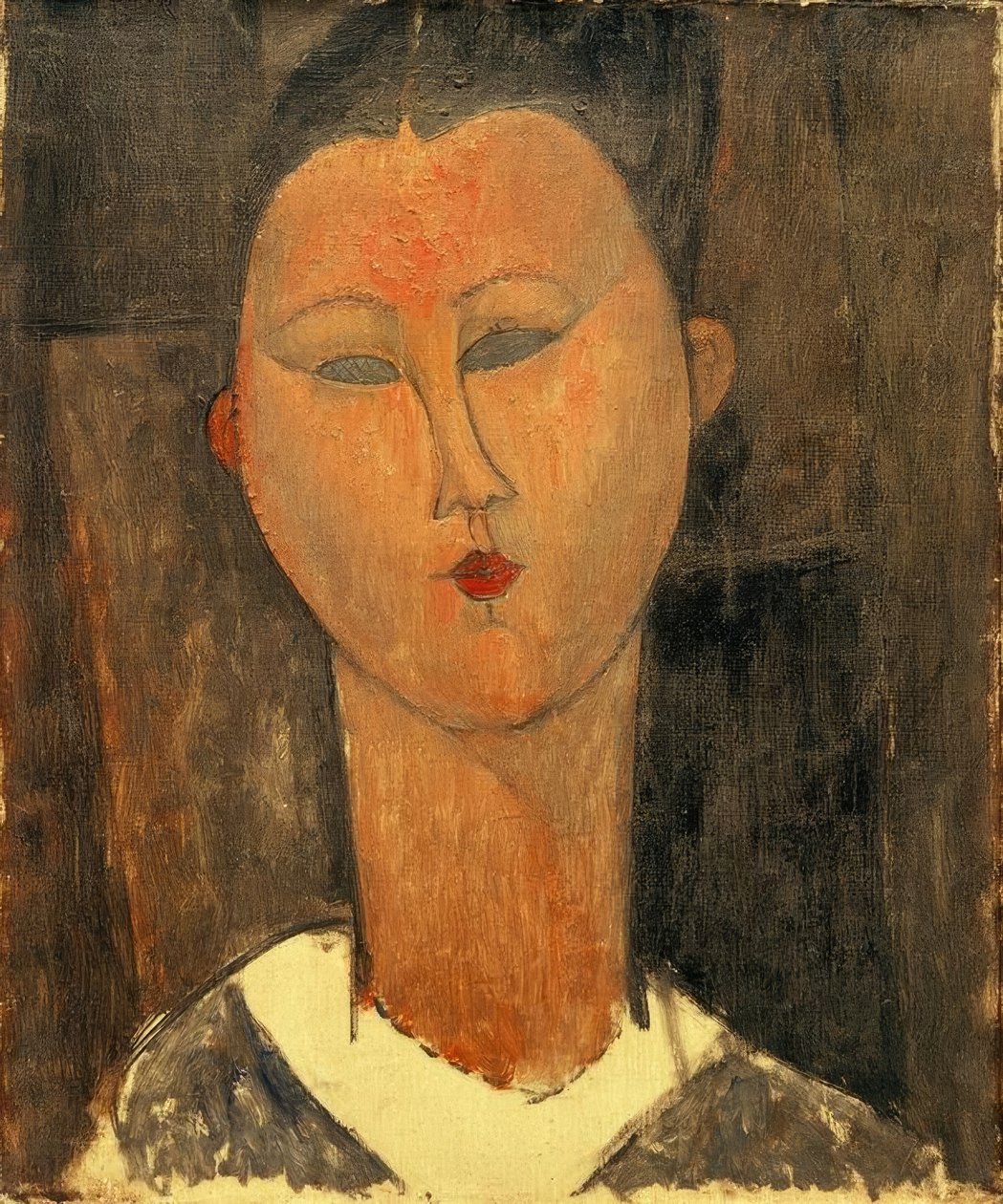 Junge Frau mit weißem Kragen tekijältä Amedeo Modigliani
