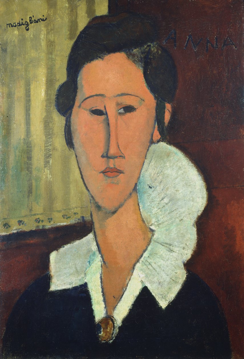 Nainen kauluksella tai Anna Zborowska, 1917 tekijältä Amedeo Modigliani