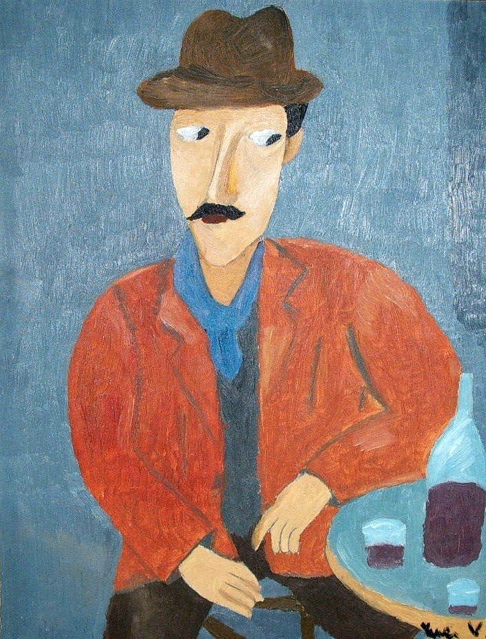 Mies viinilasilla tekijältä Amedeo Modigliani