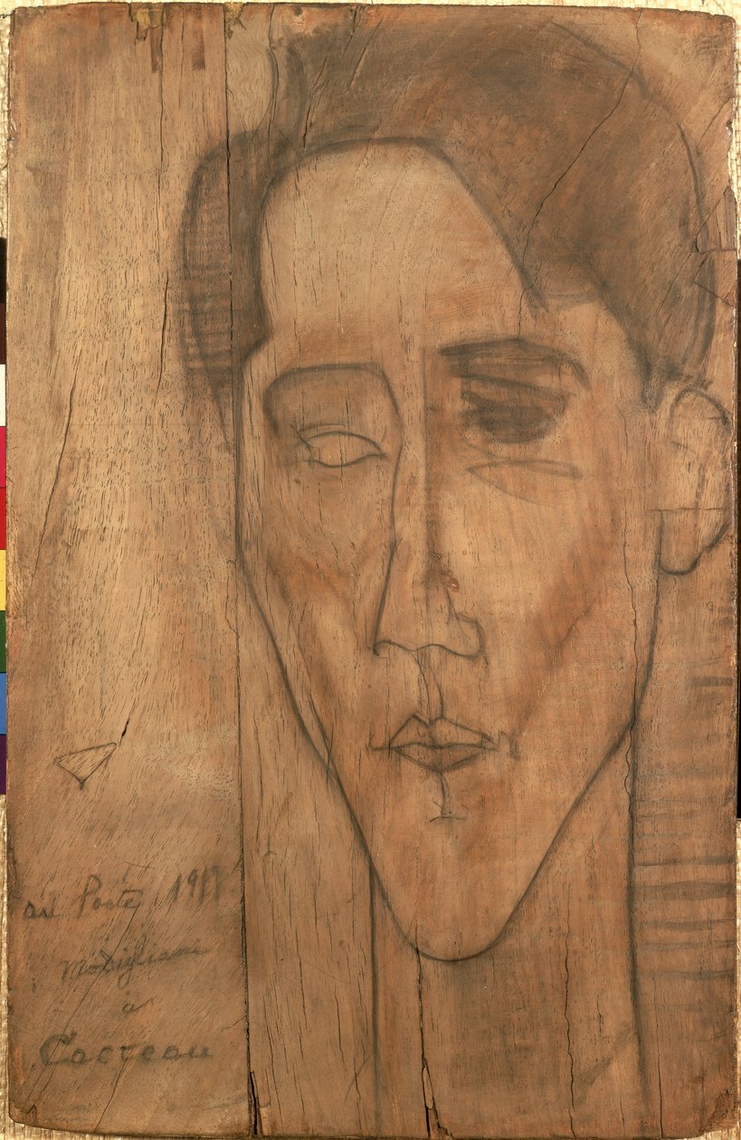 Jean Cocteaun (1889-1963) muotokuva 1917 (lyijykynä paneelille) tekijältä Amedeo Modigliani