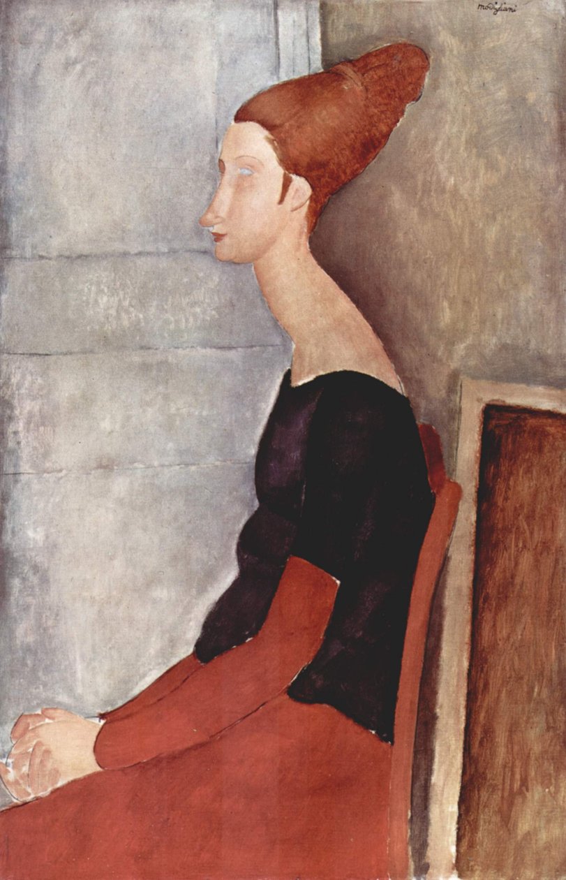 Porträt der Jeanne Hébuterne dunkler Kleidungissa tekijältä Amedeo Modigliani