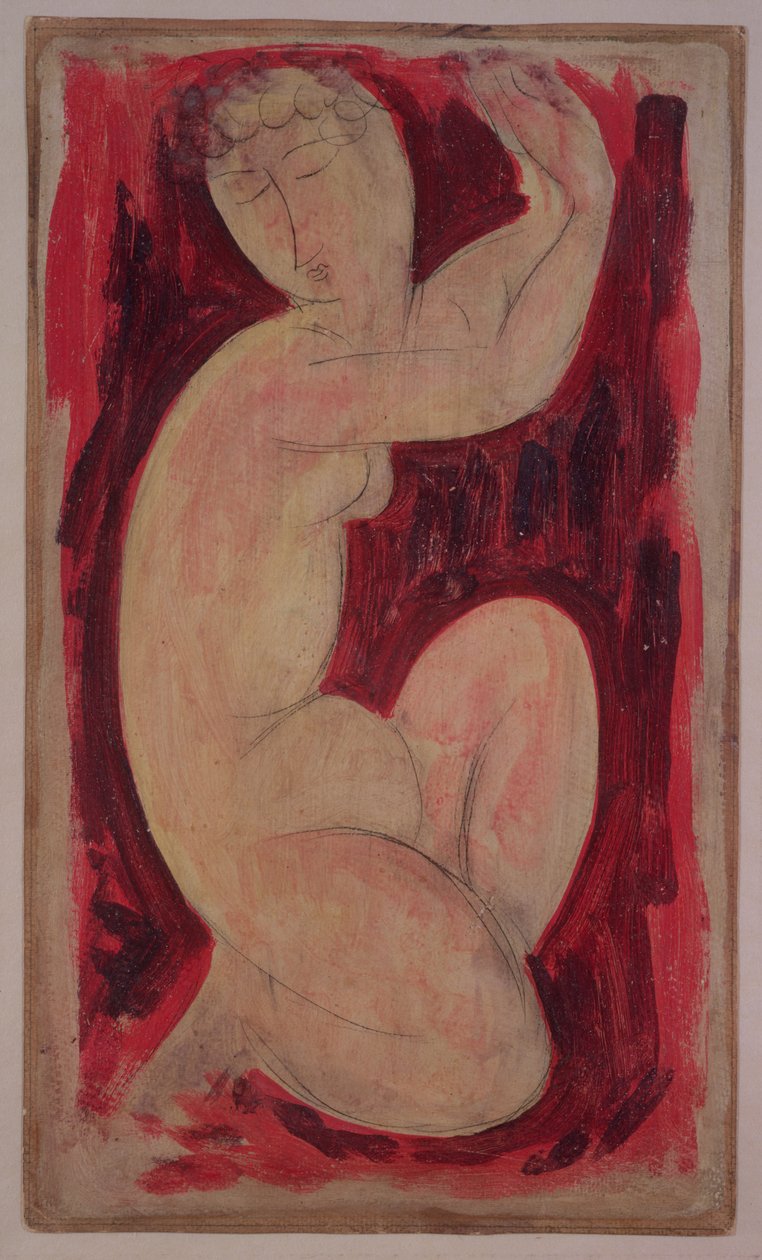 Red Caryatid, 1913 (öljyä, temperaa ja värikynä aluksella) tekijältä Amedeo Modigliani