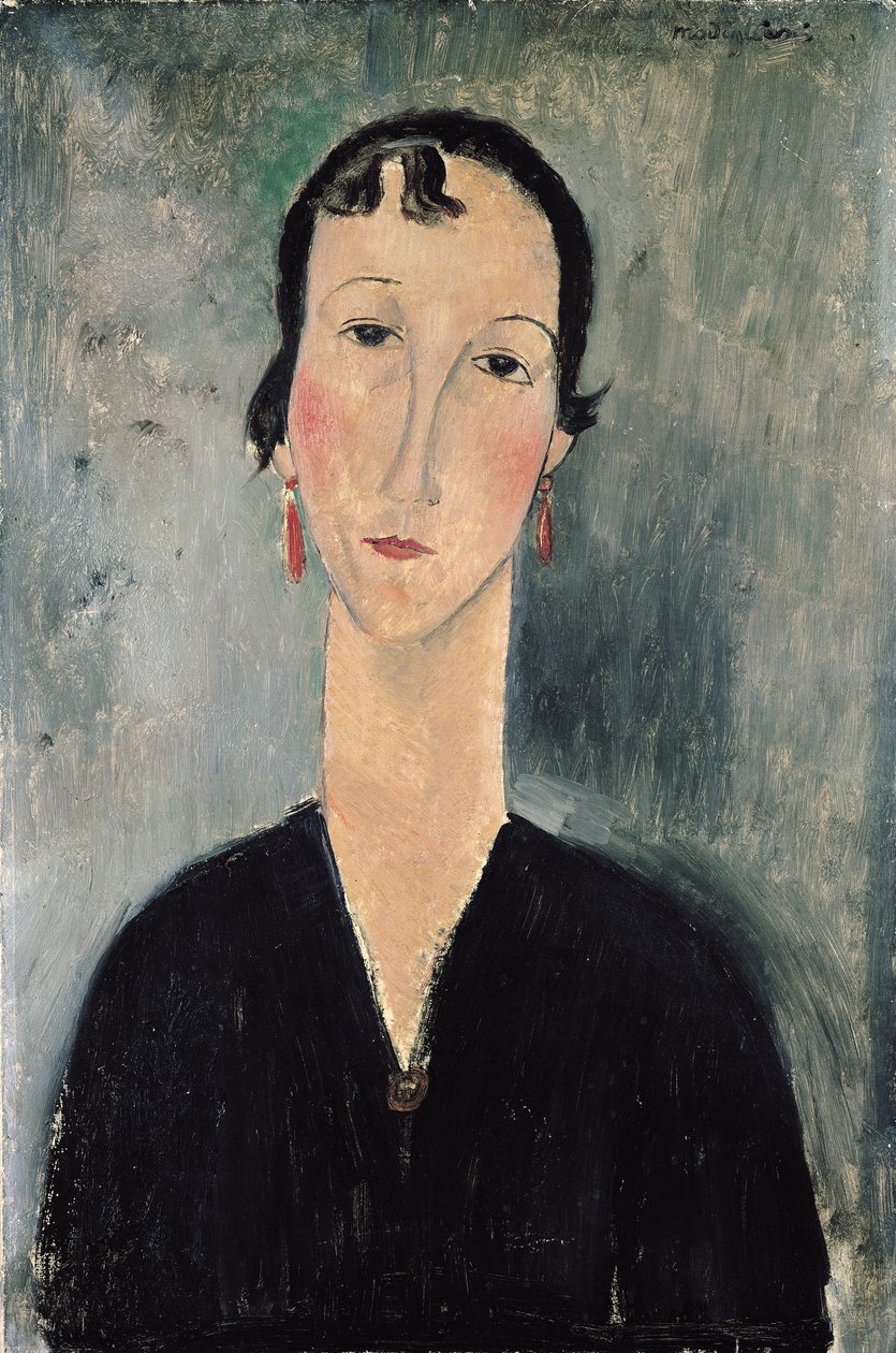 Nainen korvakoruilla tekijältä Amedeo Modigliani