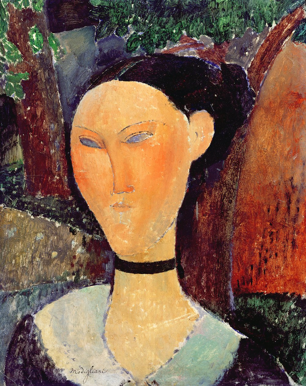 Nainen samettikaulanauhan kanssa, n.1915 tekijältä Amedeo Modigliani