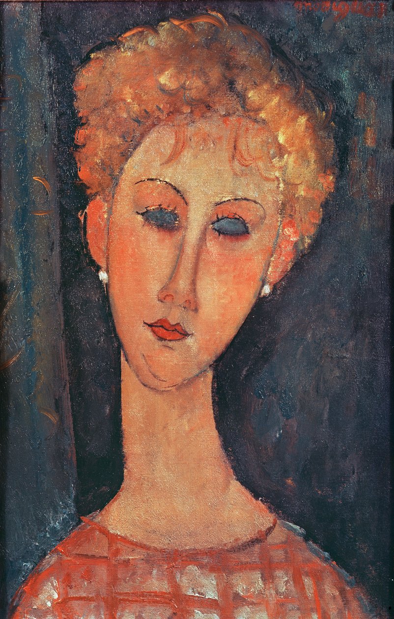 Nuori tyttö korvakoruilla tekijältä Amedeo Modigliani