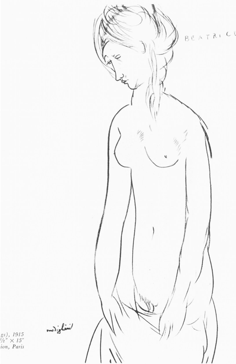 Beatrice Hastings, 1915 (musta värikynä paperillahttp:gem.bridgemanimages.comlightbox5477500er) tekijältä Amedeo Modigliani
