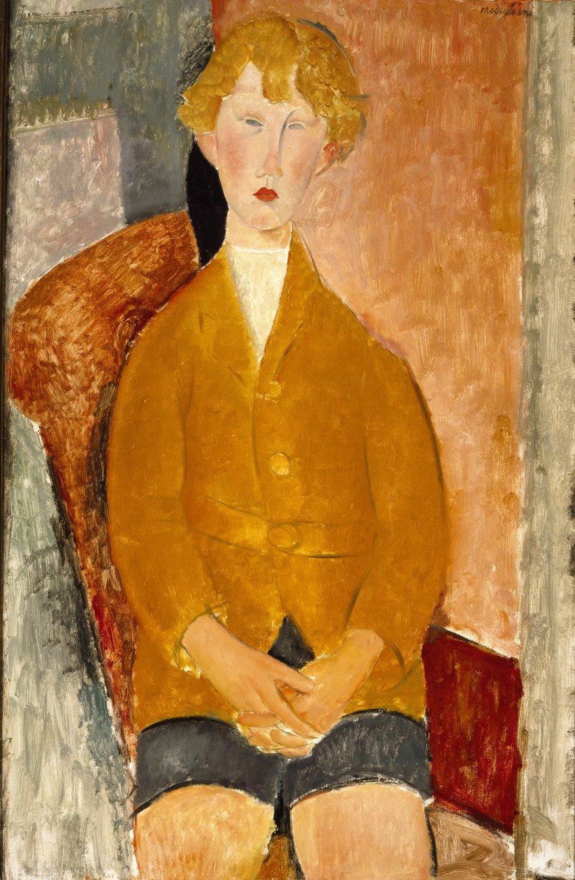 Poika lyhyissä housuissa, n. 1918 (öljy kankaalle) tekijältä Amedeo Modigliani
