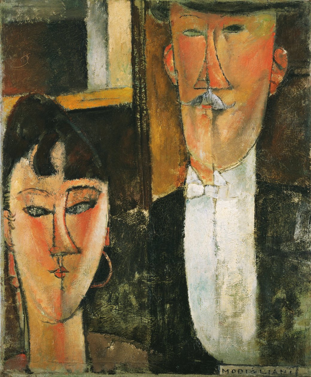 Morsian ja sulhanen - Peinture de Amedeo Modigliani (1884-1920) - 1915-1916 - Öljy kankaalle - 55x46 - (c) Museum of Modern Art, New York tekijältä Amedeo Modigliani