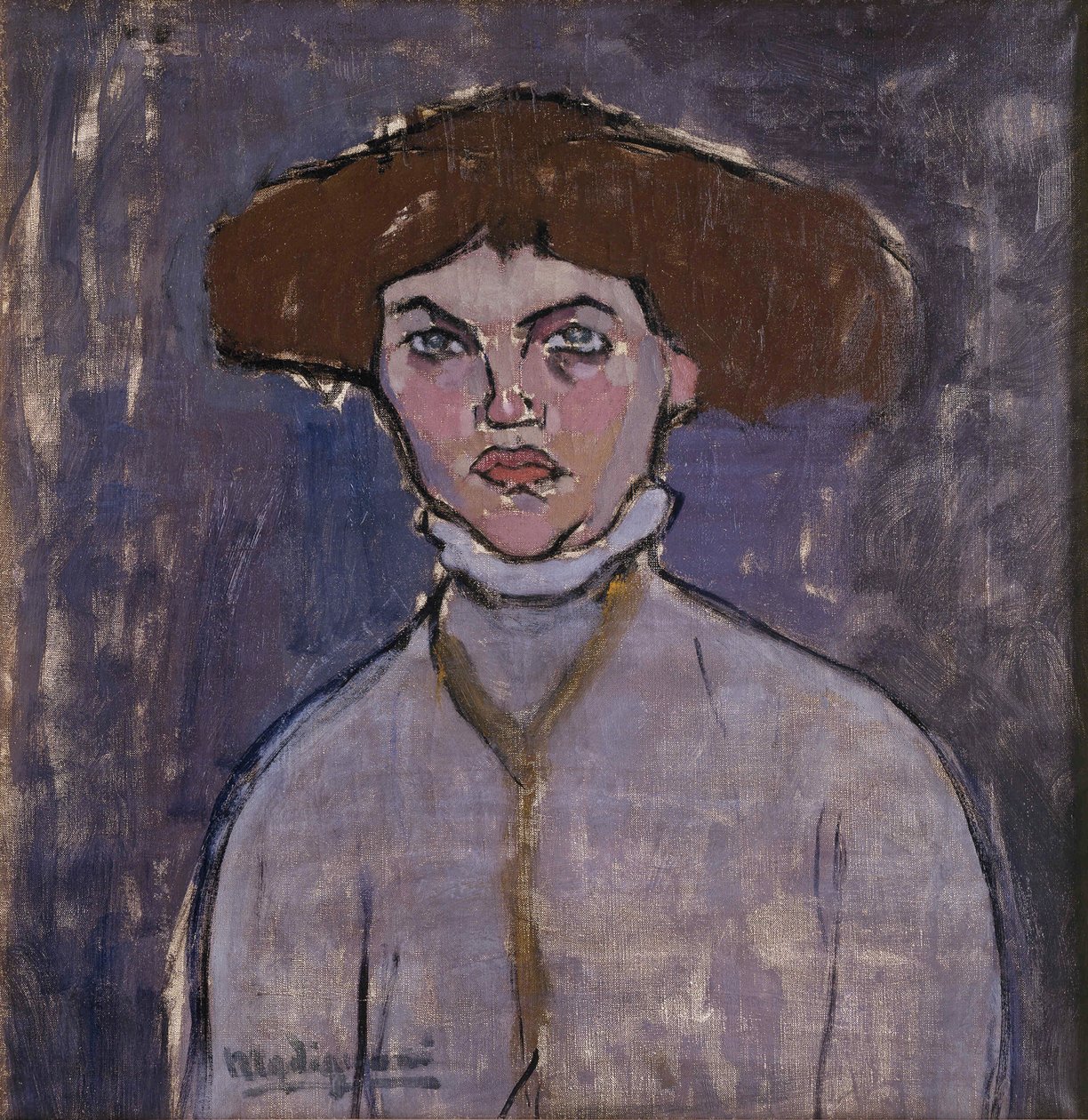 Nuoren naisen rintakuva, 1908. tekijältä Amedeo Modigliani
