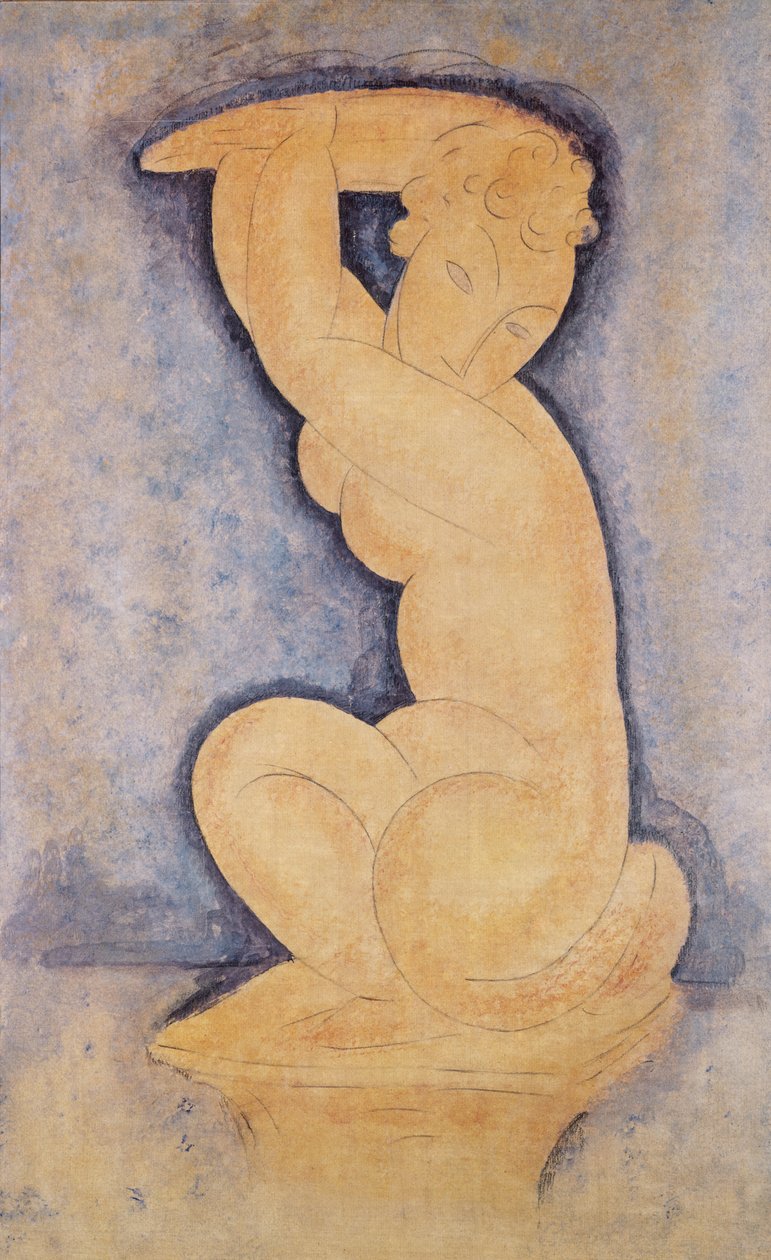 Caryatid, 1914 (lyijykynä ja wc) tekijältä Amedeo Modigliani