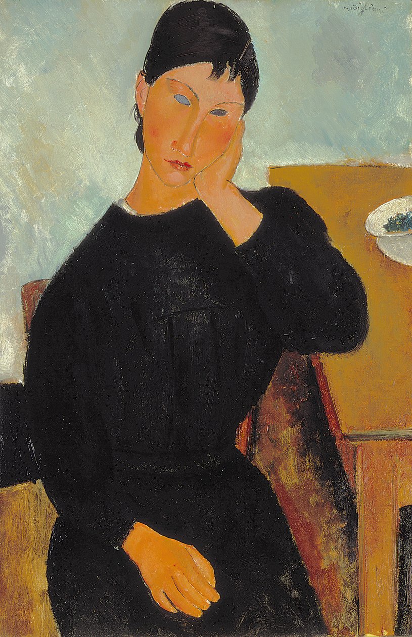 Elvira lepää pöydän ääressä tekijältä Amedeo Modigliani