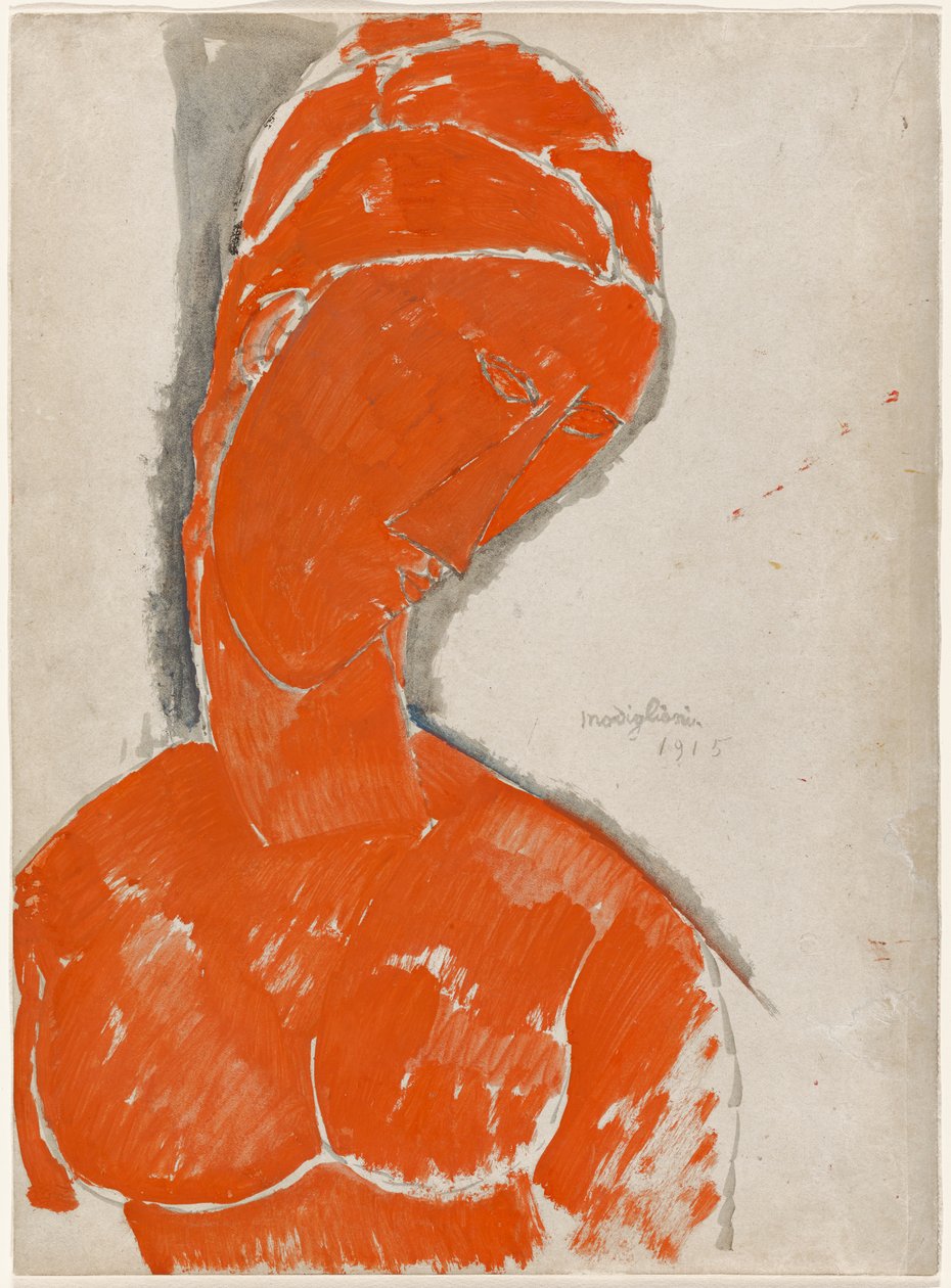 Naisten rintakuva punaisena tekijältä Amedeo Modigliani