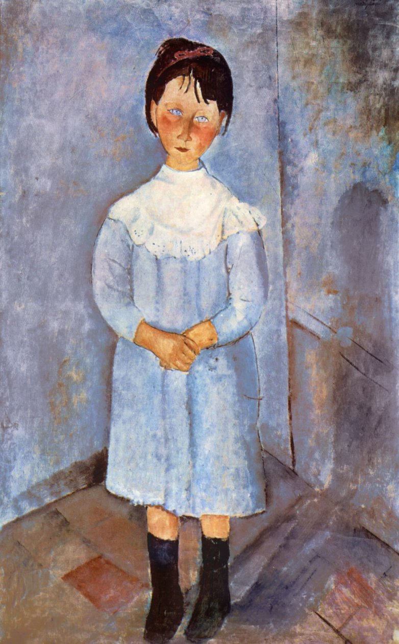 Sinipukuinen tyttö, 1918 tekijältä Amedeo Modigliani