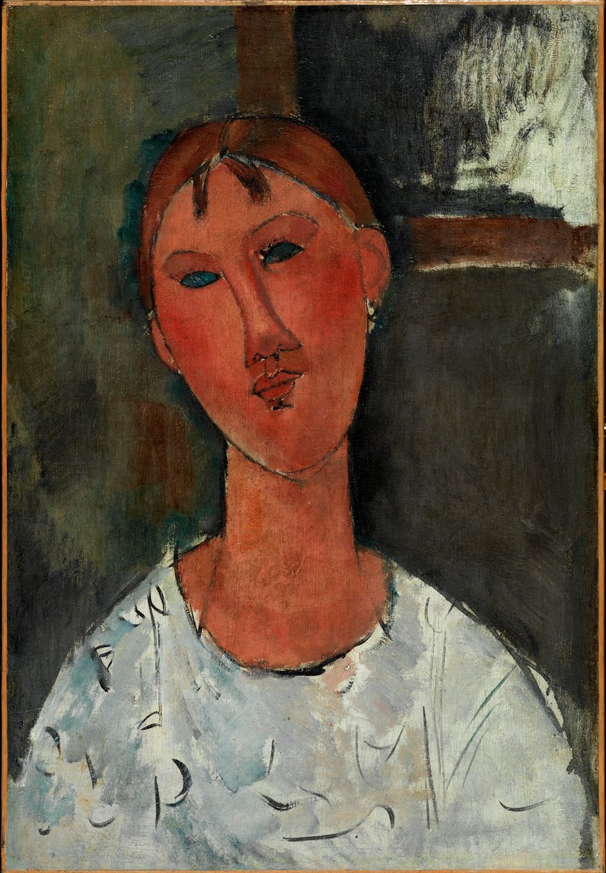 Tyttö valkoisessa puserossa, n. 1915 (öljy kankaalle) tekijältä Amedeo Modigliani