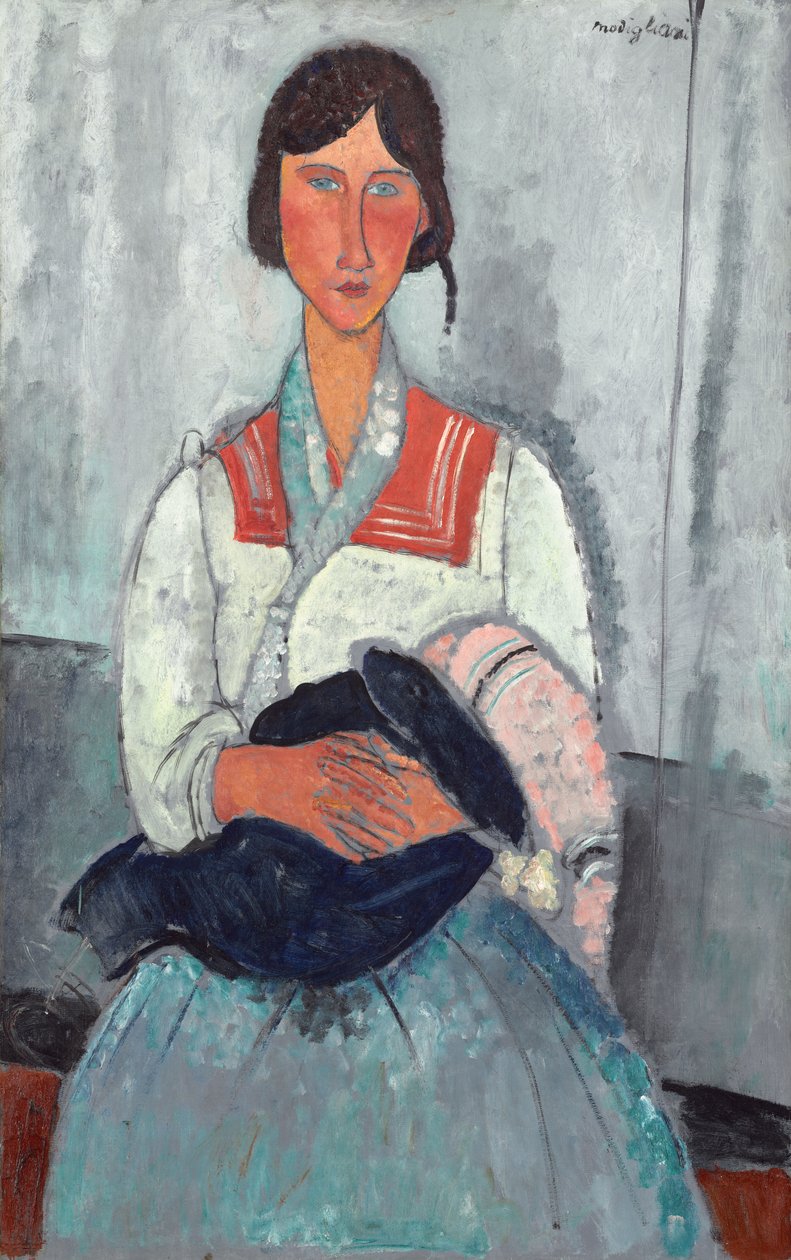 Mustalainen nainen vauvan kanssa tekijältä Amedeo Modigliani