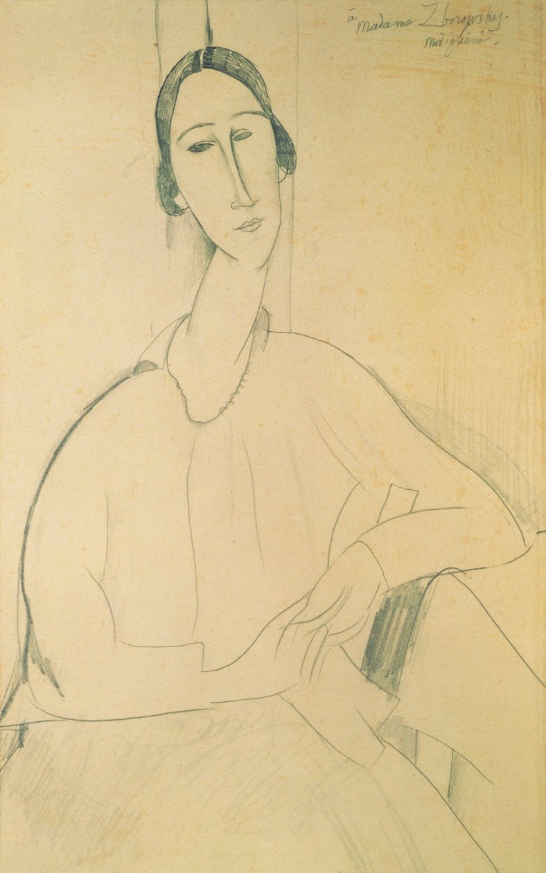 Hanka Zborowska, n. 1917 (kynä paperille) tekijältä Amedeo Modigliani