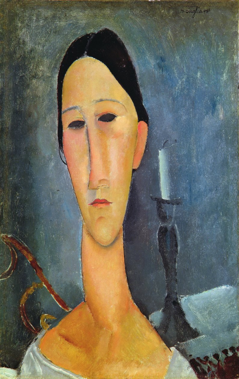 Hanka Zborowska kynttilänjalka kanssa, 1919 tekijältä Amedeo Modigliani