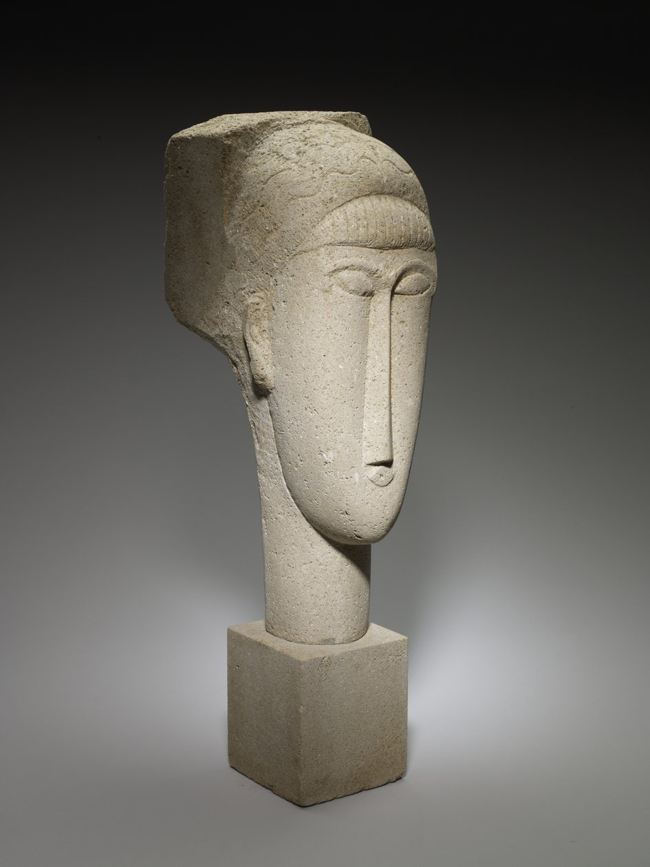 Pää, 1911-12 (kalkkikivi) tekijältä Amedeo Modigliani