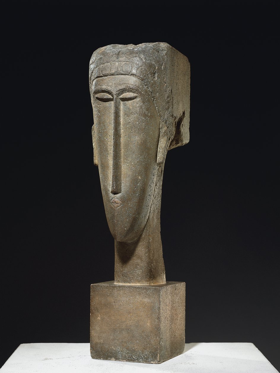 Pää, n. 1910-1912 (kalkkikivi) tekijältä Amedeo Modigliani