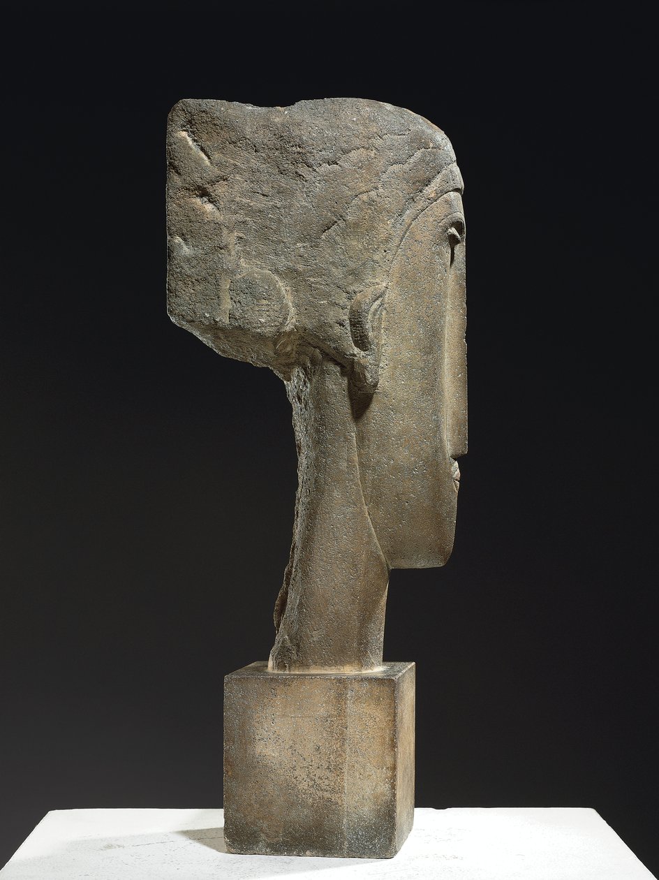 Pää, n. 1910-1912 (kalkkikivi) tekijältä Amedeo Modigliani